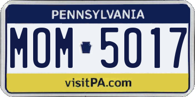 PA license plate MOM5017