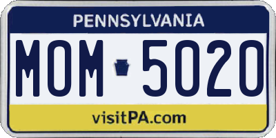PA license plate MOM5020