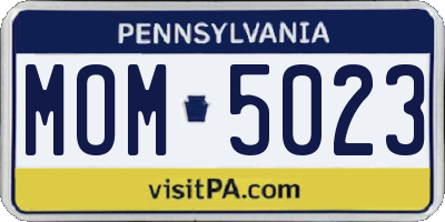 PA license plate MOM5023