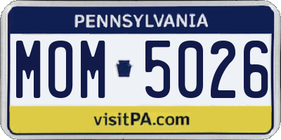 PA license plate MOM5026