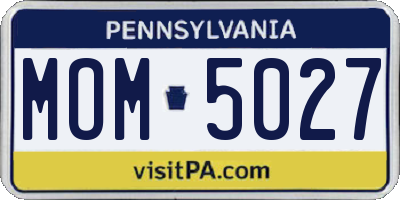 PA license plate MOM5027