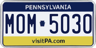 PA license plate MOM5030