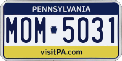 PA license plate MOM5031