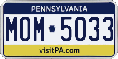 PA license plate MOM5033