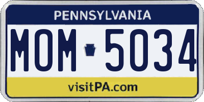 PA license plate MOM5034