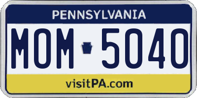 PA license plate MOM5040