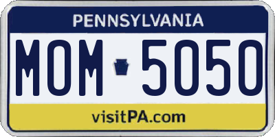 PA license plate MOM5050