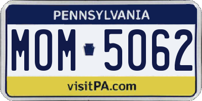 PA license plate MOM5062