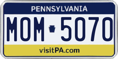 PA license plate MOM5070