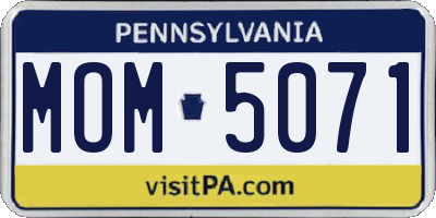 PA license plate MOM5071
