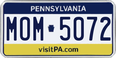 PA license plate MOM5072