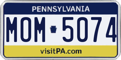 PA license plate MOM5074