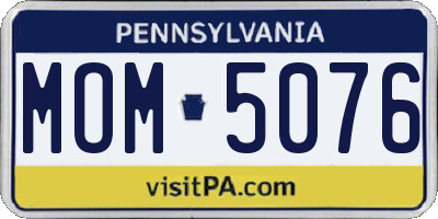 PA license plate MOM5076