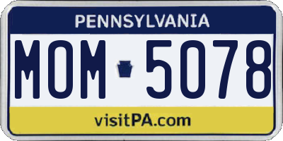PA license plate MOM5078