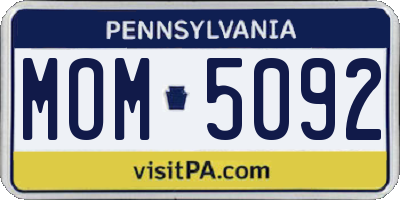 PA license plate MOM5092