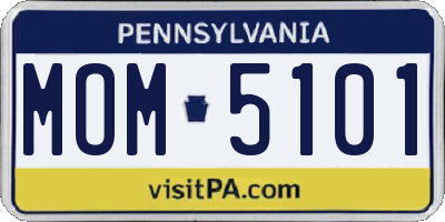 PA license plate MOM5101