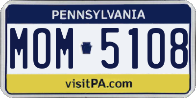 PA license plate MOM5108