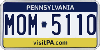 PA license plate MOM5110