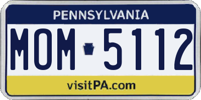 PA license plate MOM5112