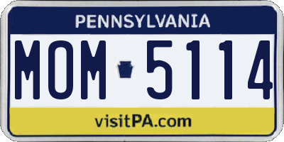 PA license plate MOM5114