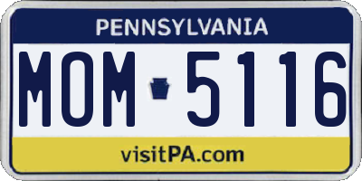 PA license plate MOM5116