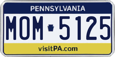 PA license plate MOM5125