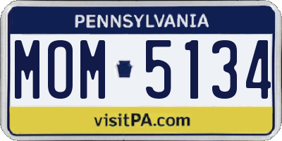 PA license plate MOM5134