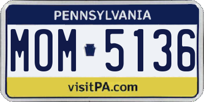 PA license plate MOM5136