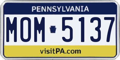 PA license plate MOM5137