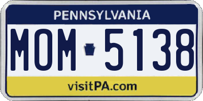 PA license plate MOM5138