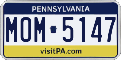 PA license plate MOM5147