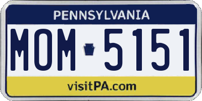 PA license plate MOM5151
