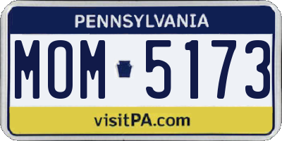 PA license plate MOM5173