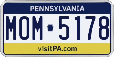 PA license plate MOM5178