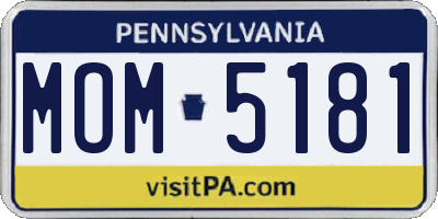 PA license plate MOM5181