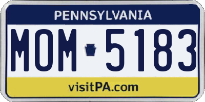 PA license plate MOM5183