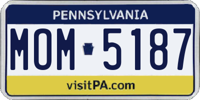 PA license plate MOM5187