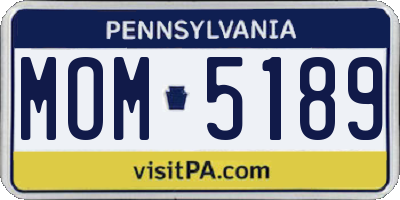 PA license plate MOM5189