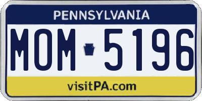 PA license plate MOM5196