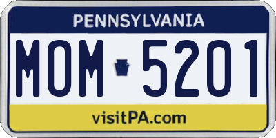 PA license plate MOM5201