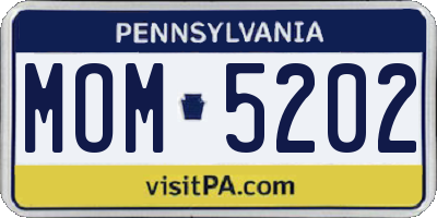 PA license plate MOM5202