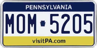 PA license plate MOM5205
