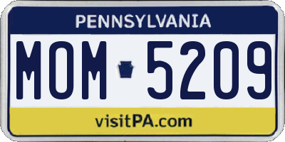 PA license plate MOM5209