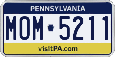 PA license plate MOM5211