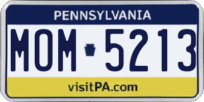 PA license plate MOM5213