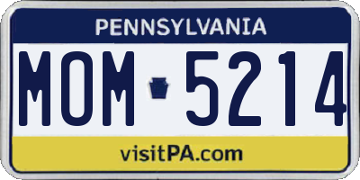 PA license plate MOM5214