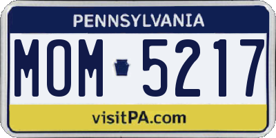 PA license plate MOM5217