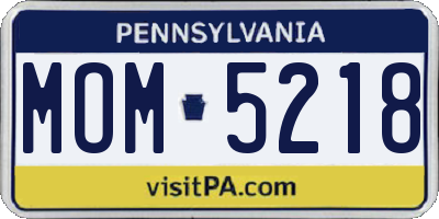 PA license plate MOM5218
