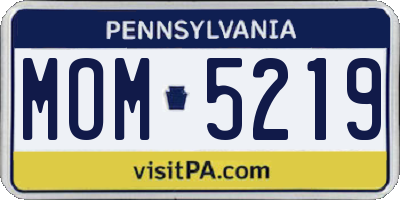 PA license plate MOM5219
