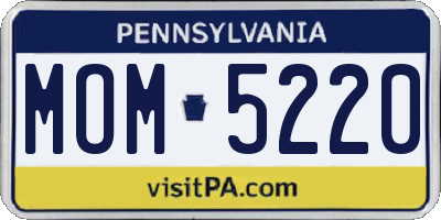 PA license plate MOM5220